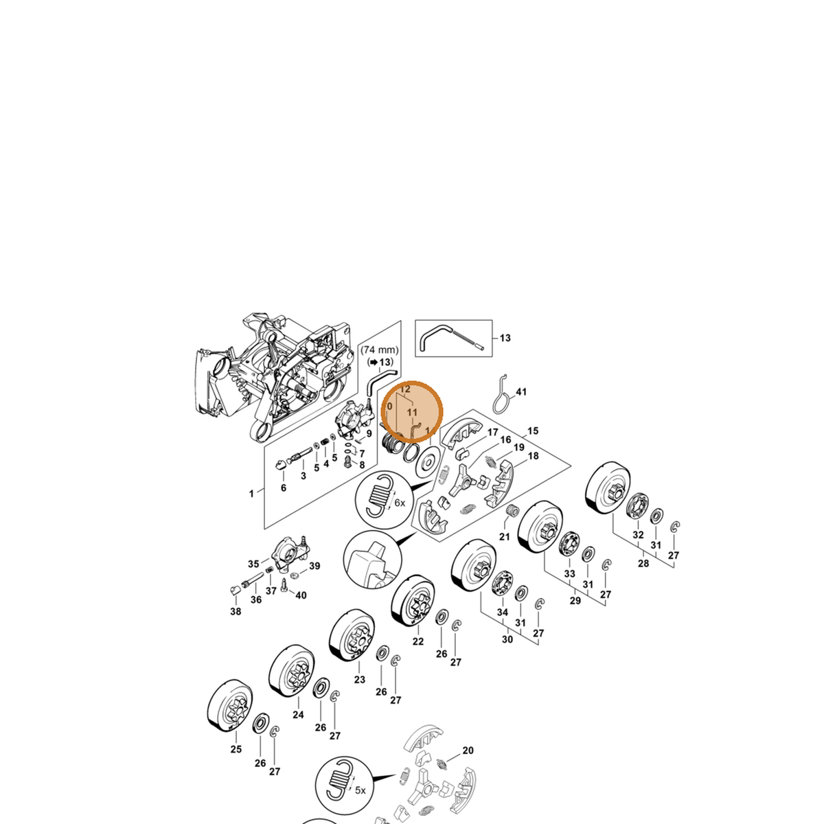 STIHL part 1122-647-2401 — IPL diagram snippet (6x zoom, amber highlight)