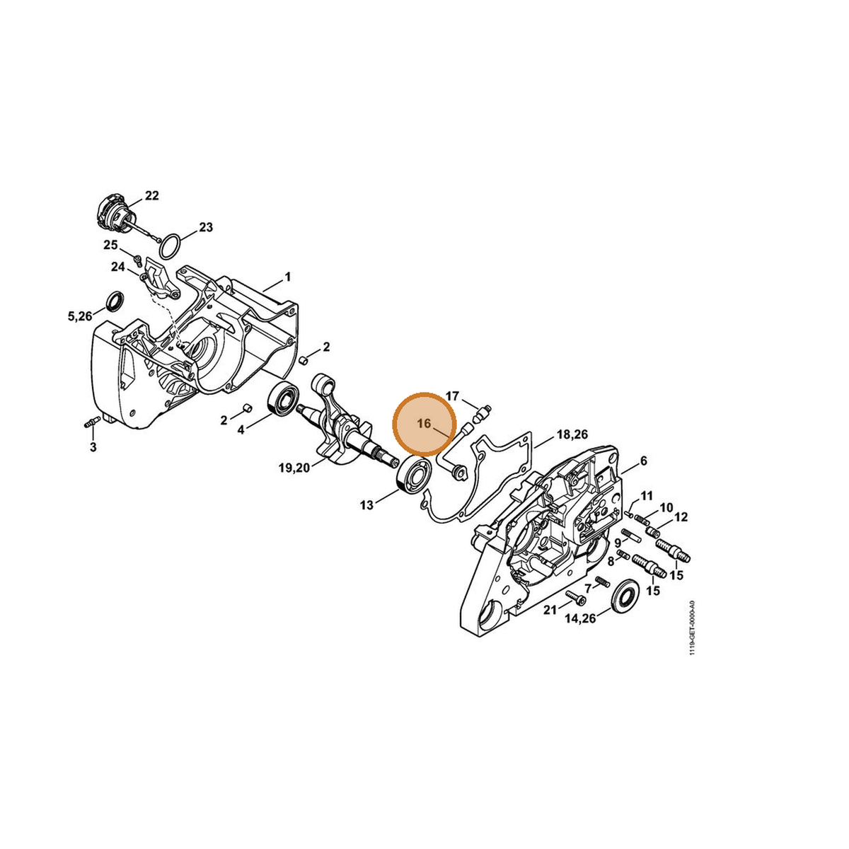 STIHL part 1122-647-9400 — IPL diagram snippet (6x zoom, amber highlight)