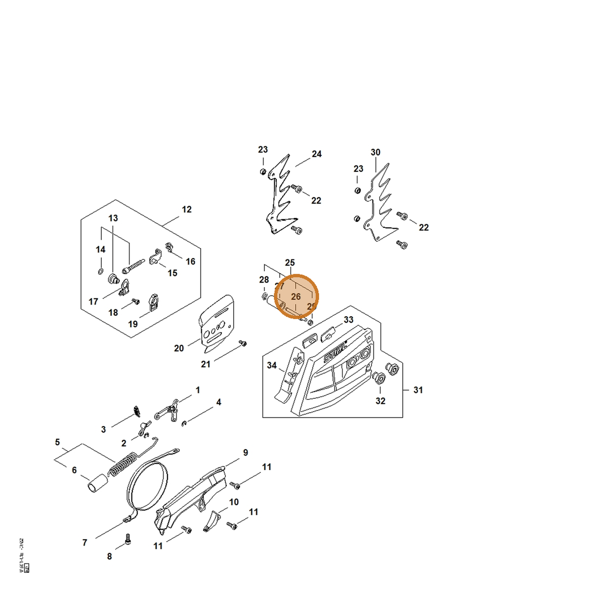 STIHL part 1122-656-6801 — IPL diagram snippet (6x zoom, amber highlight)