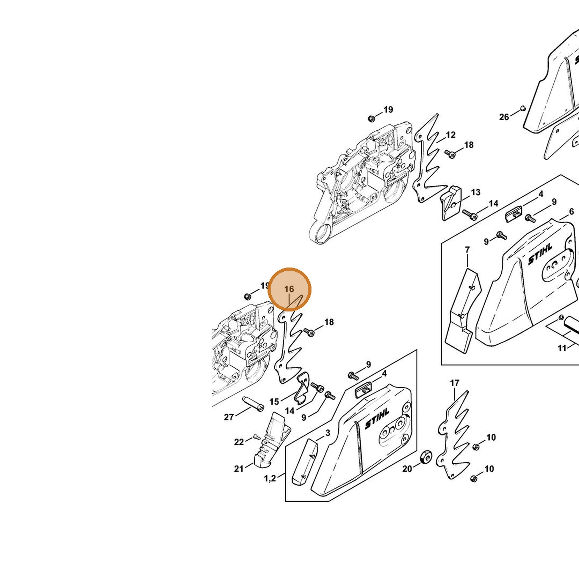 STIHL part 1122-664-0505 — IPL diagram snippet (6x zoom, amber highlight)
