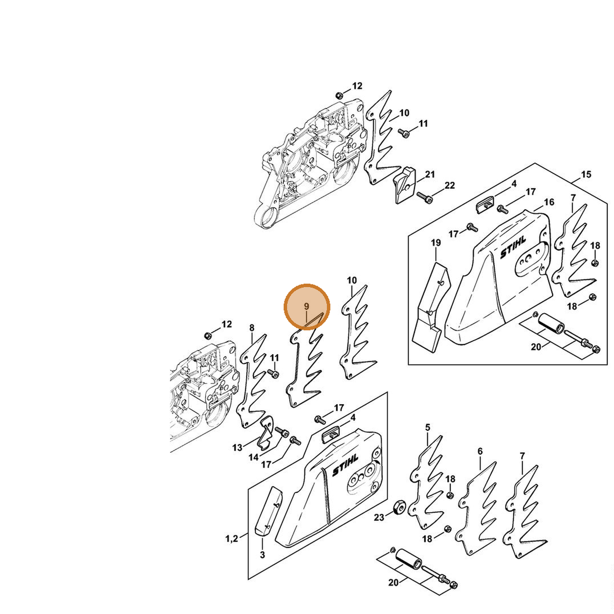 STIHL part 1122-664-0508 — IPL diagram snippet (6x zoom, amber highlight)