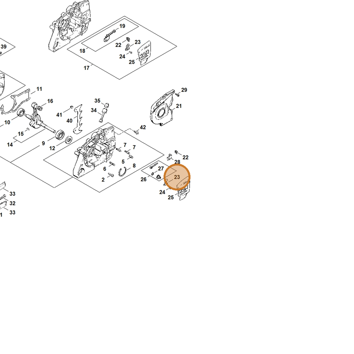 STIHL part 1122-664-2200 — IPL diagram snippet (6x zoom, amber highlight)