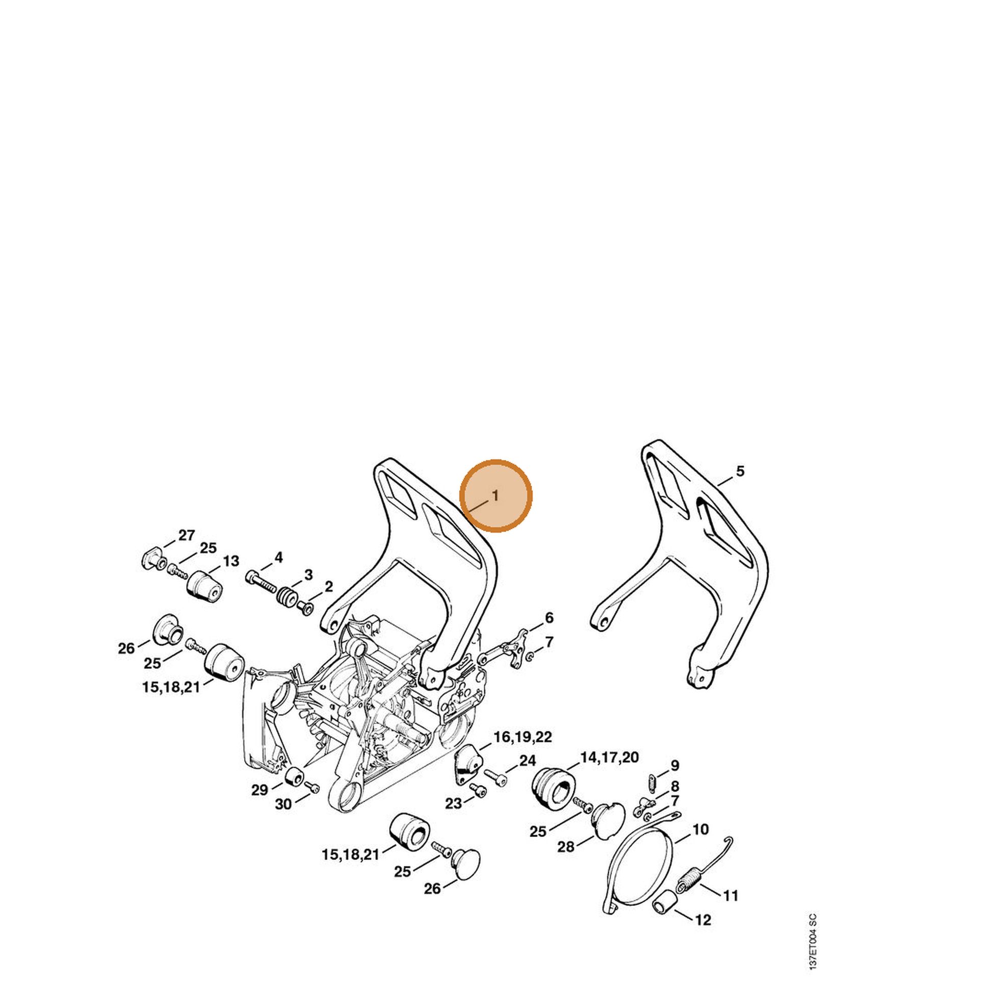 STIHL part 1122-790-9101 — IPL diagram snippet (6x zoom, amber highlight)