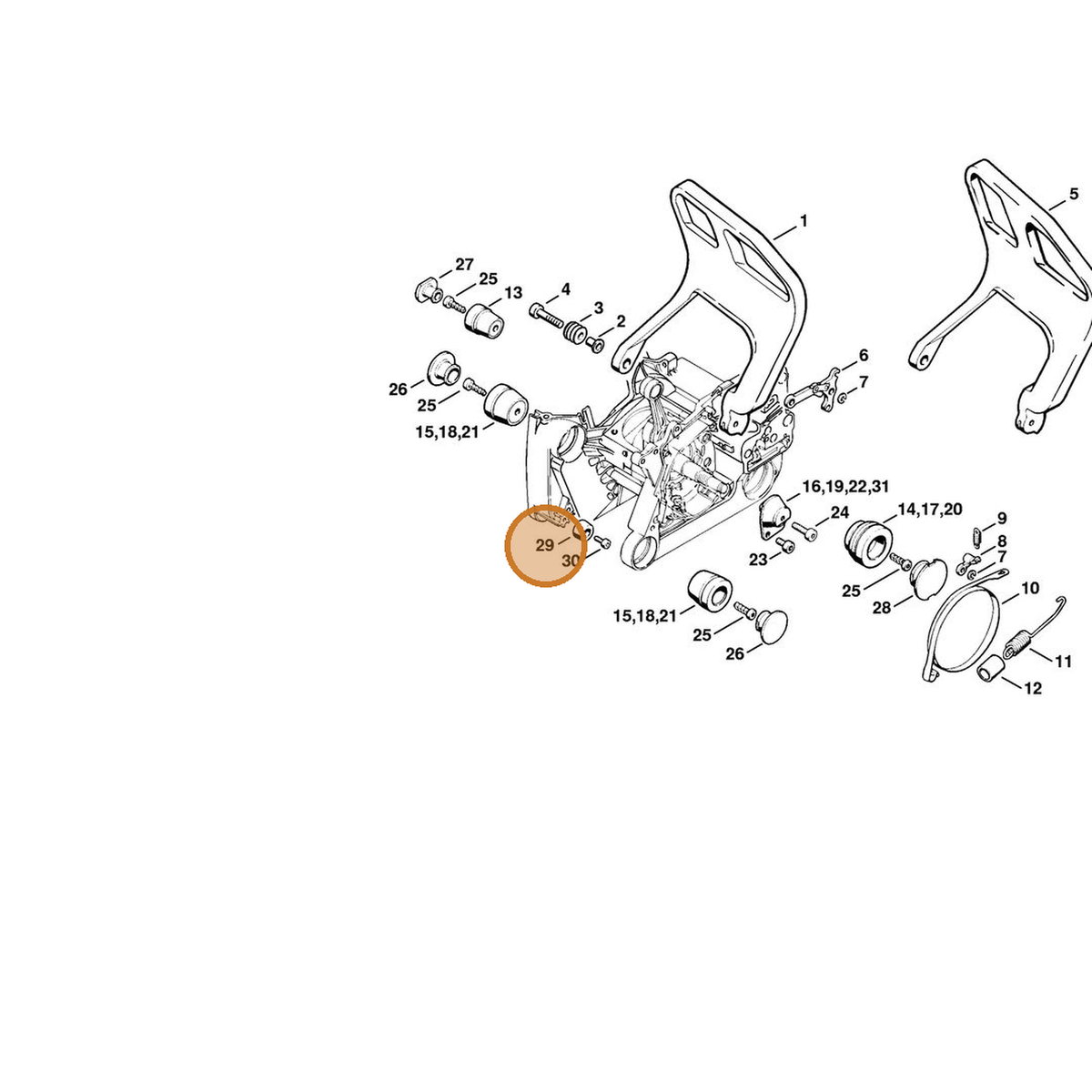 STIHL part 1122-790-9300 — IPL diagram snippet (6x zoom, amber highlight)