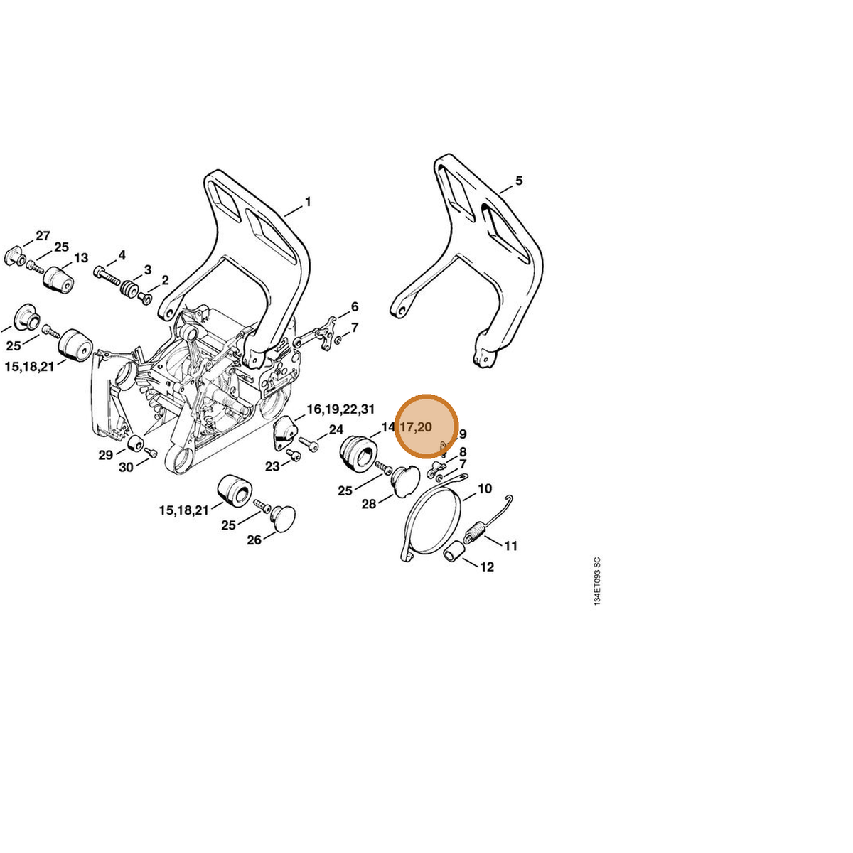 STIHL part 1122-790-9902 — IPL diagram snippet (6x zoom, amber highlight)