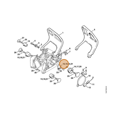 STIHL part 1122-790-9921 — IPL diagram snippet (6x zoom, amber highlight)