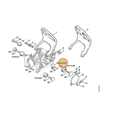 STIHL part 1122-790-9922 — IPL diagram snippet (6x zoom, amber highlight)