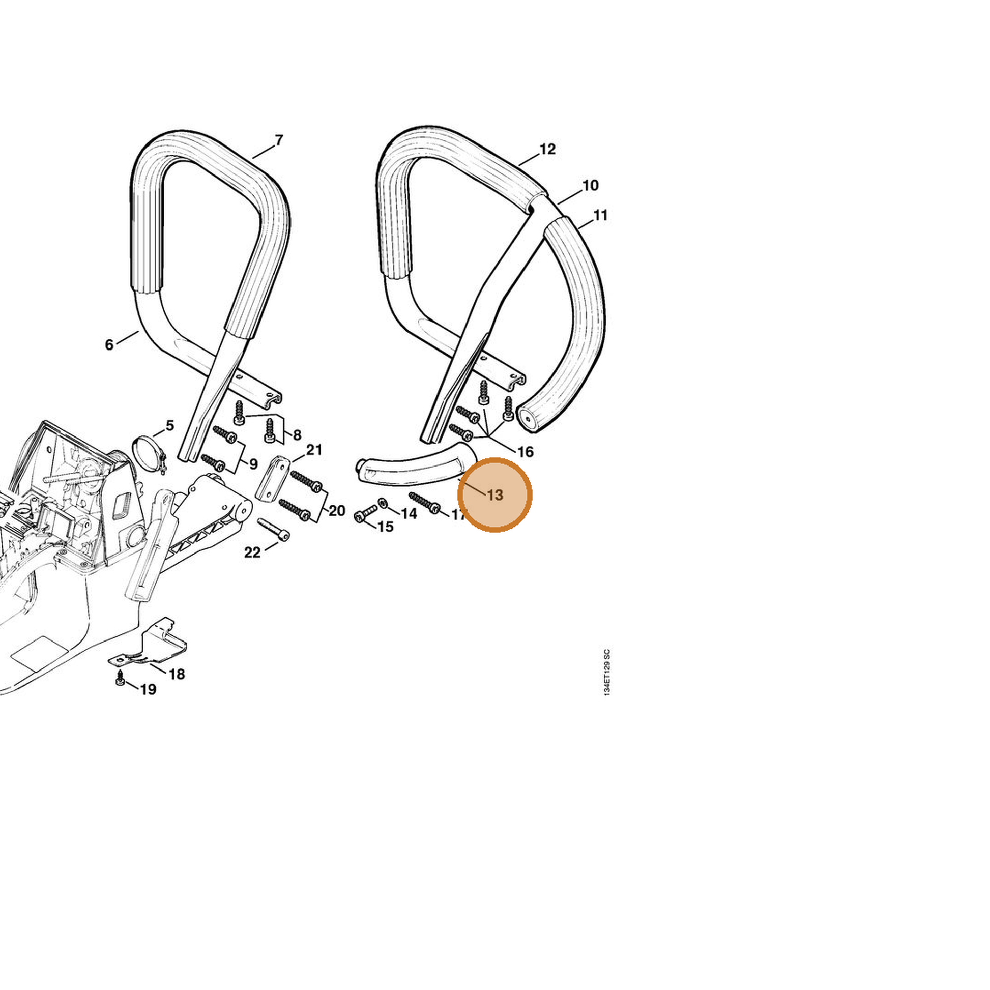 STIHL part 1122-791-5500 — IPL diagram snippet (6x zoom, amber highlight)