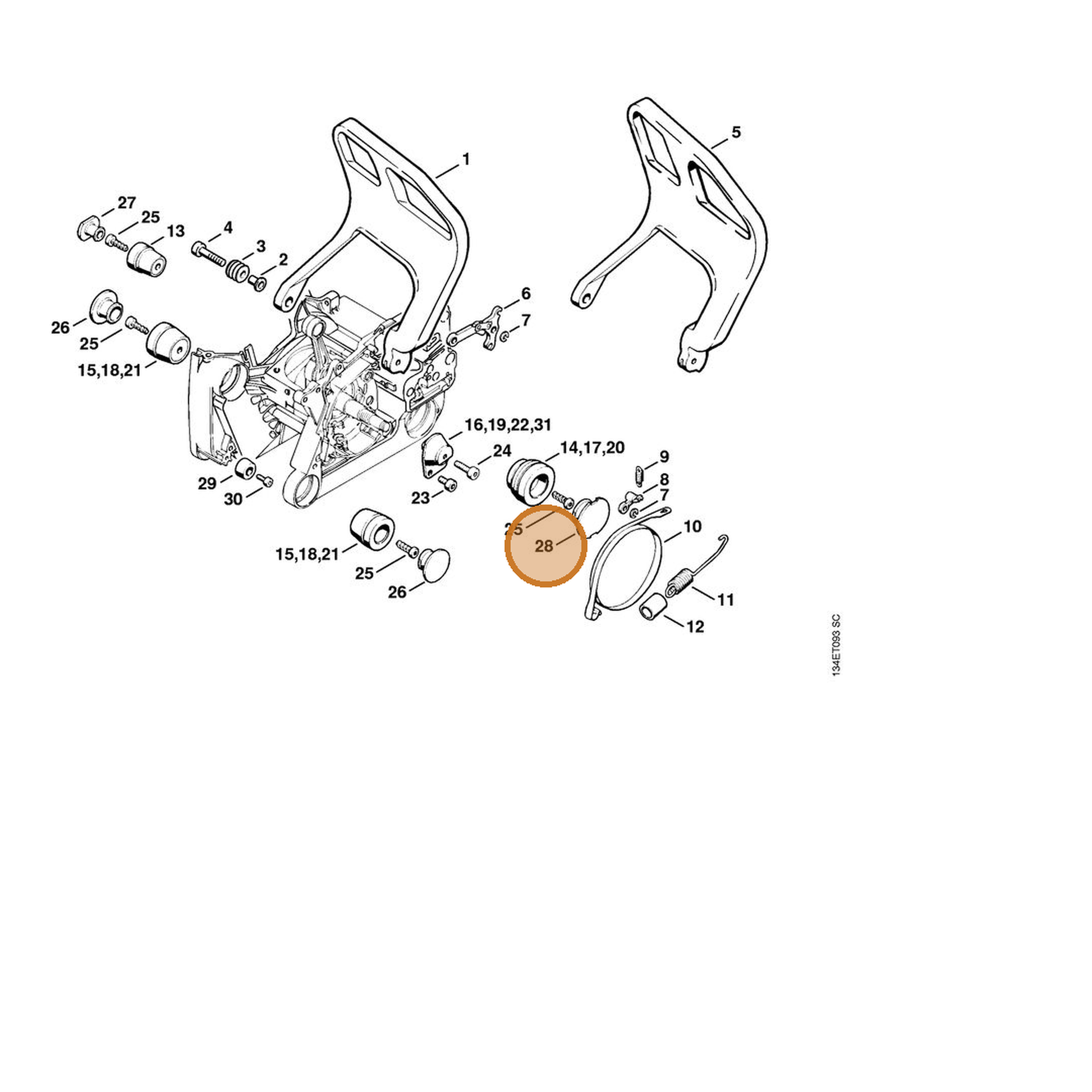 STIHL part 1122-791-7300 — IPL diagram snippet (6x zoom, amber highlight)