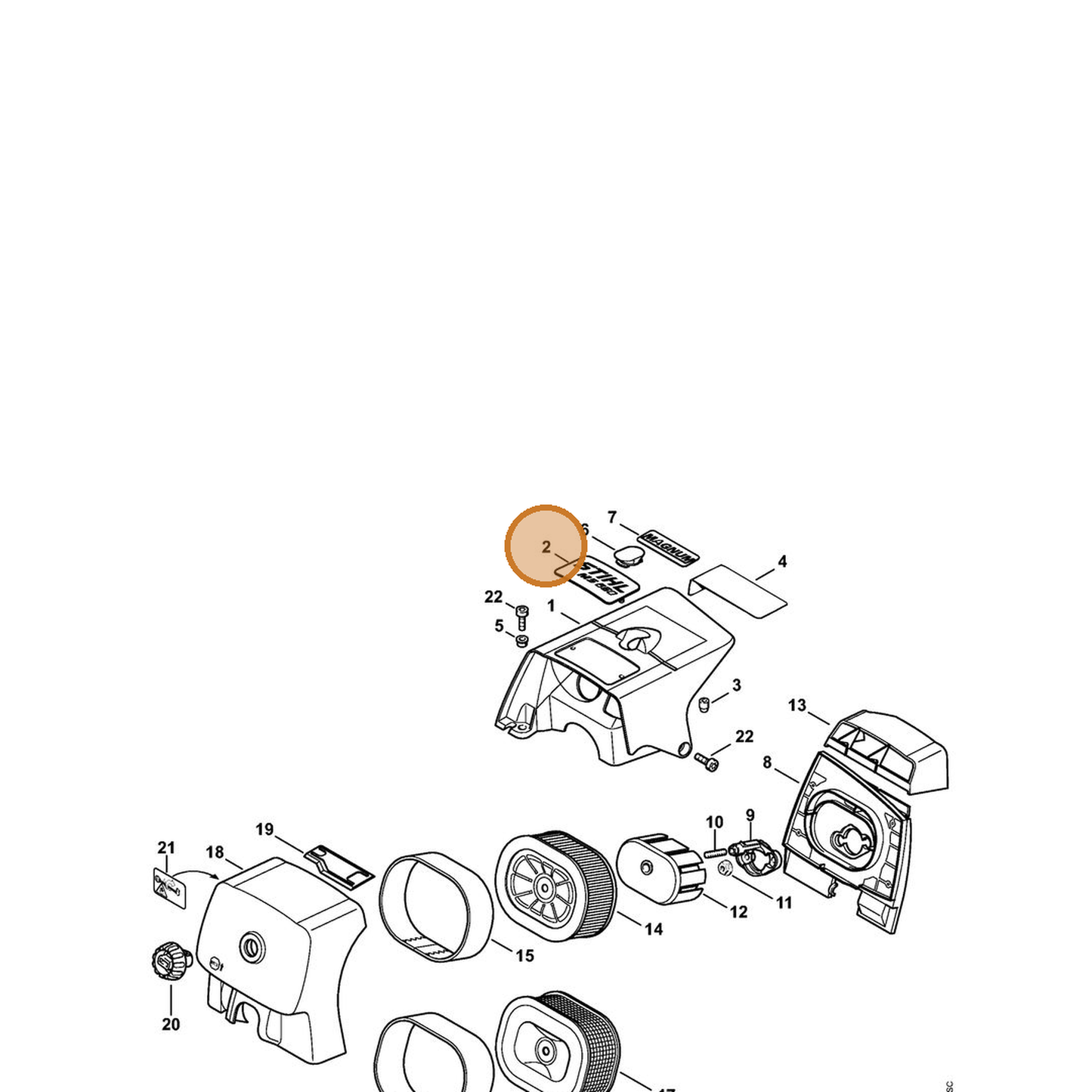 STIHL part 1122-967-1508 — IPL diagram snippet (6x zoom, amber highlight)