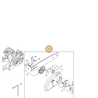 STIHL part 1123-007-1008 — IPL diagram snippet (6x zoom, amber highlight)