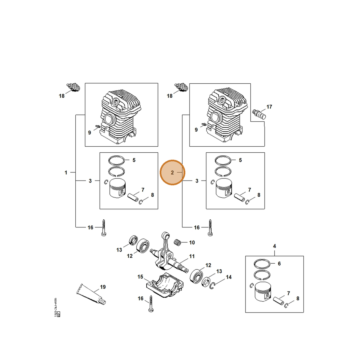 STIHL part 1123-020-1207 — IPL diagram snippet (6x zoom, amber highlight)