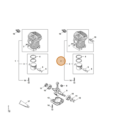 STIHL part 1123-020-1216 — IPL diagram snippet (6x zoom, amber highlight)