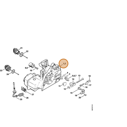 STIHL part 1123-020-3033 — IPL diagram snippet (6x zoom, amber highlight)