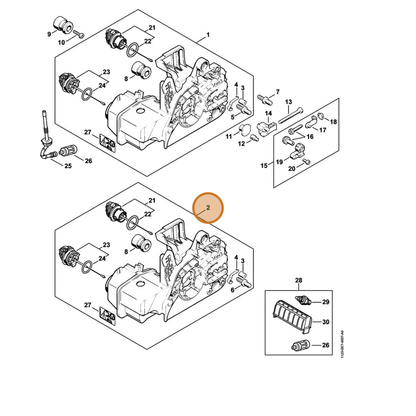 STIHL part 1123-020-3034 — IPL diagram snippet (6x zoom, amber highlight)
