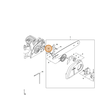 STIHL part 1123-021-2800 — IPL diagram snippet (6x zoom, amber highlight)