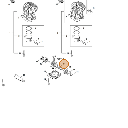STIHL part 1123-030-0408 — IPL diagram snippet (6x zoom, amber highlight)