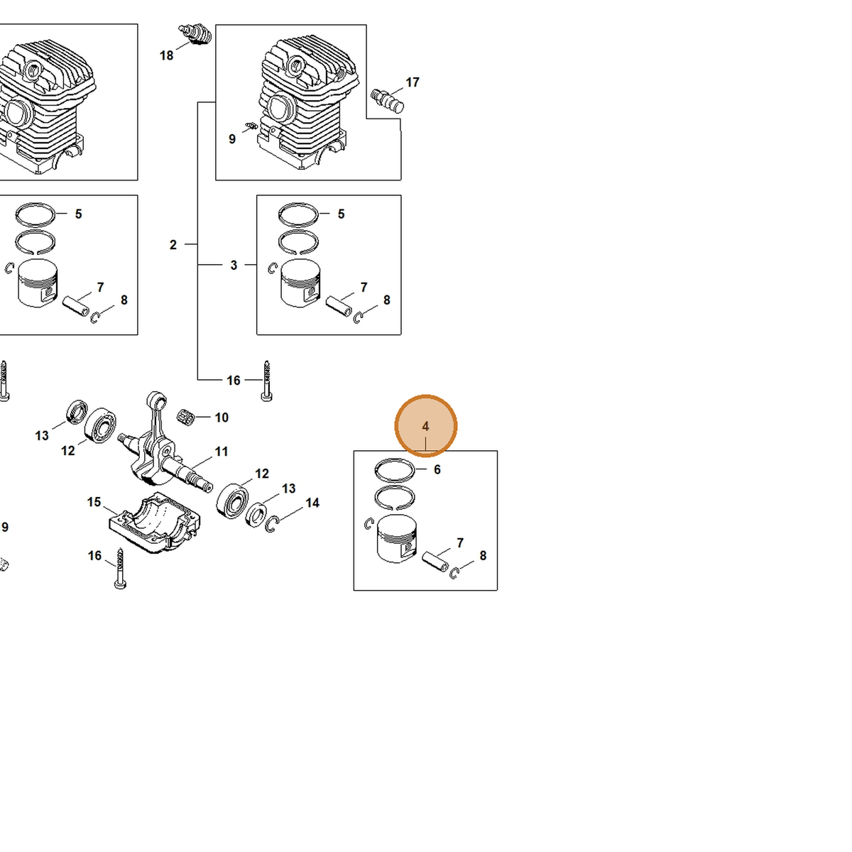 STIHL part 1123-030-2002 — IPL diagram snippet (6x zoom, amber highlight)