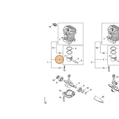 STIHL part 1123-030-2003 — IPL diagram snippet (6x zoom, amber highlight)
