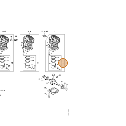 STIHL part 1123-030-2016 — IPL diagram snippet (6x zoom, amber highlight)