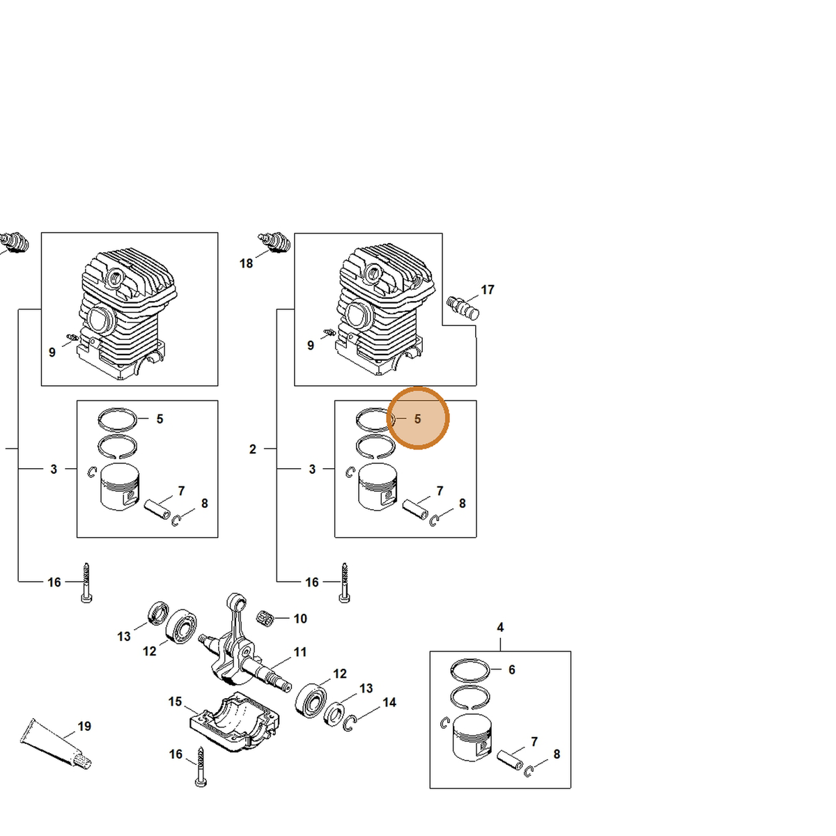 STIHL part 1123-034-3006 — IPL diagram snippet (6x zoom, amber highlight)