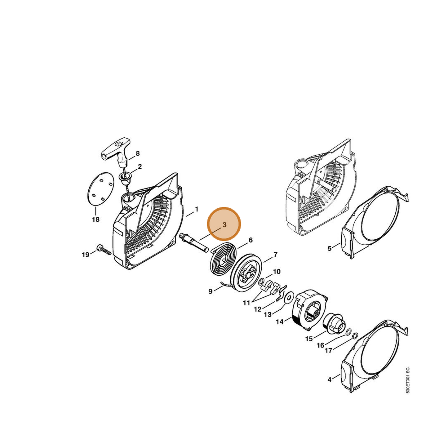 STIHL part 1123-084-6501 — IPL diagram snippet (6x zoom, amber highlight)
