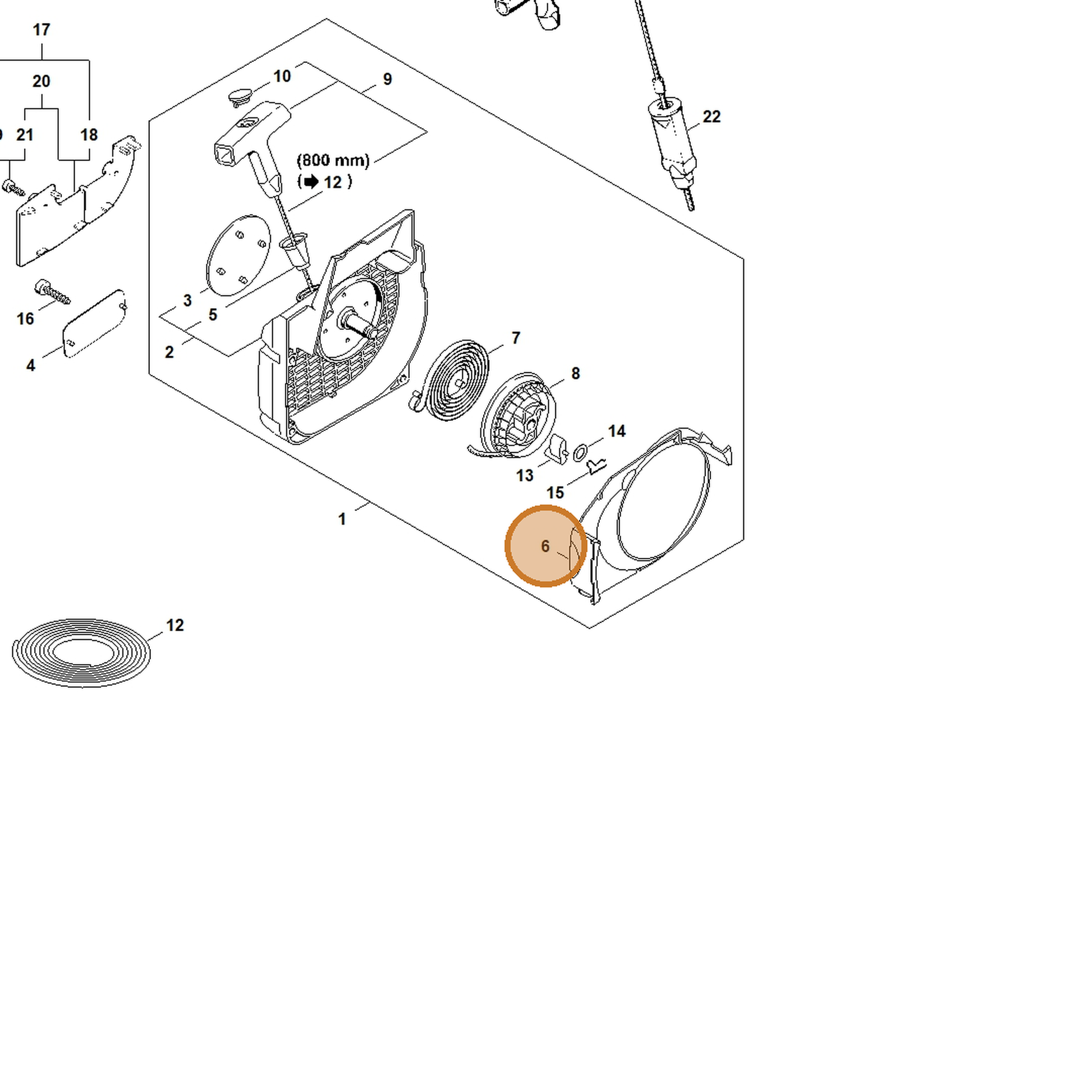 STIHL part 1123-084-7800 — IPL diagram snippet (6x zoom, amber highlight)