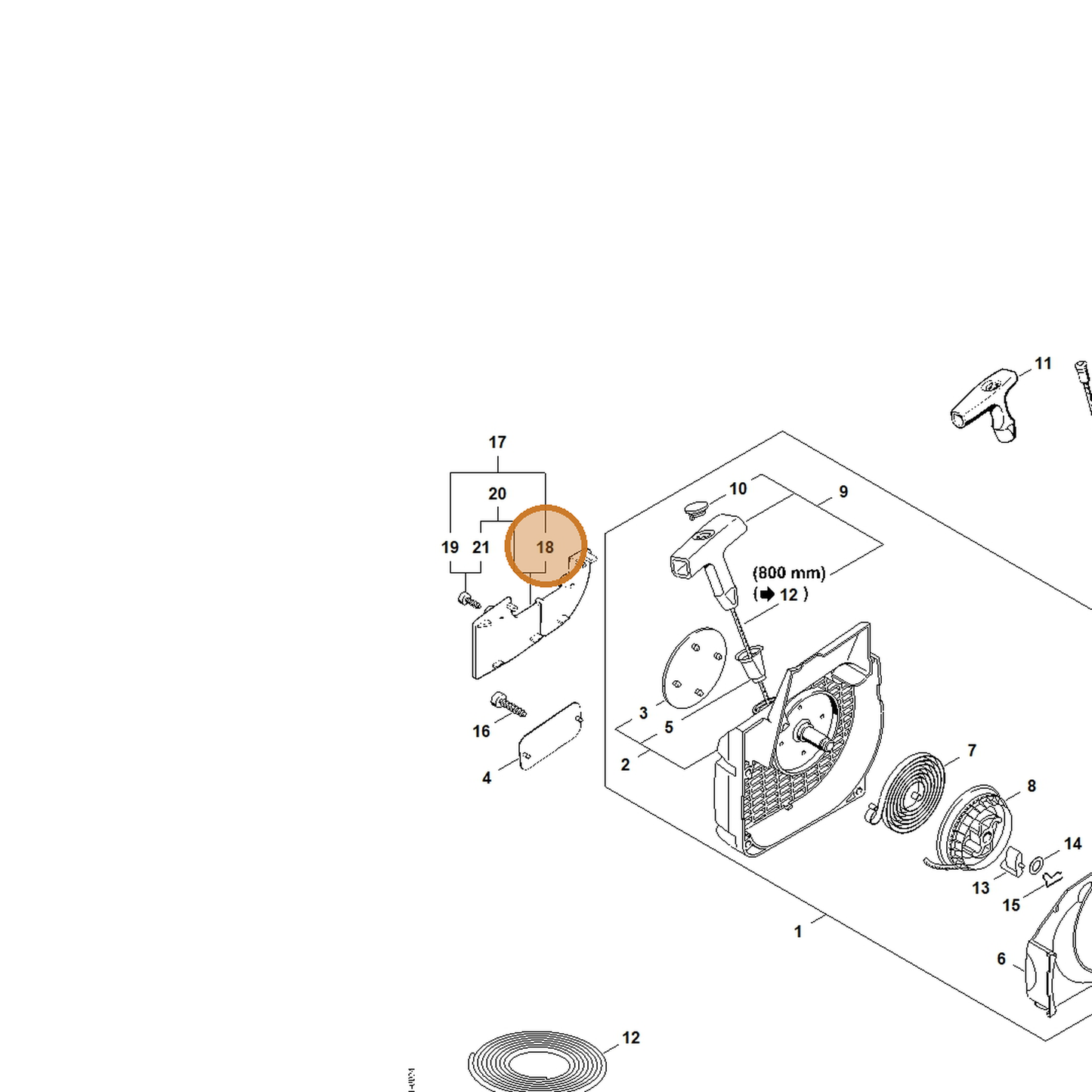 STIHL part 1123-084-8201 — IPL diagram snippet (6x zoom, amber highlight)