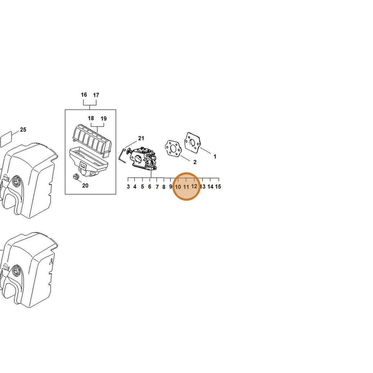 STIHL part 1123-120-0629 — IPL diagram snippet (6x zoom, amber highlight)