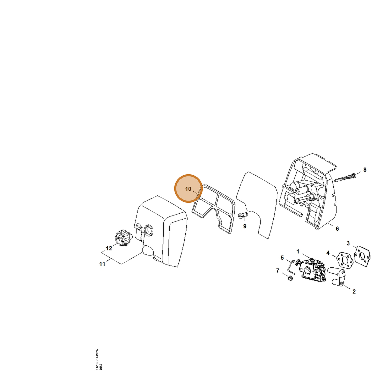 STIHL part 1123-120-1601 — IPL diagram snippet (6x zoom, amber highlight)