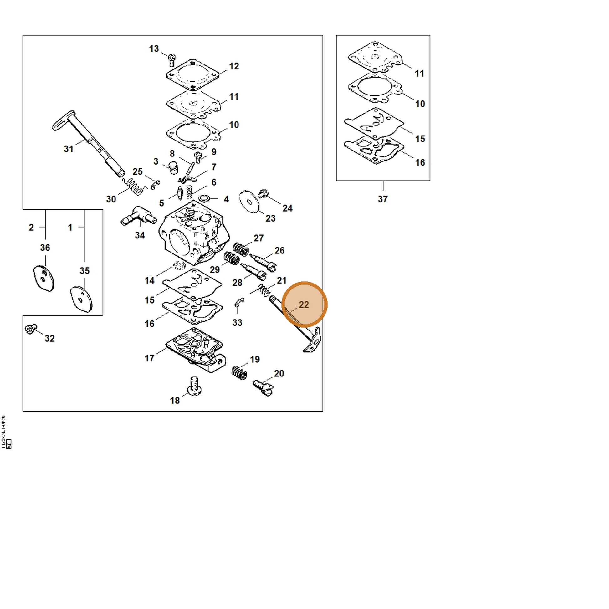 STIHL part 1123-120-7101 — IPL diagram snippet (6x zoom, amber highlight)