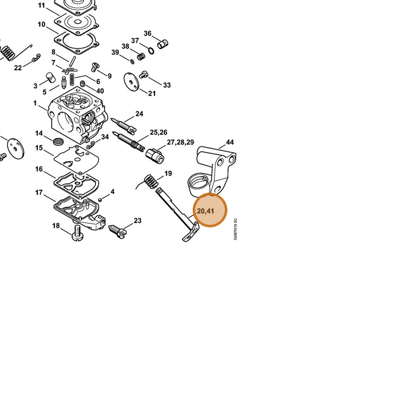 STIHL part 1123-120-7102 — IPL diagram snippet (6x zoom, amber highlight)