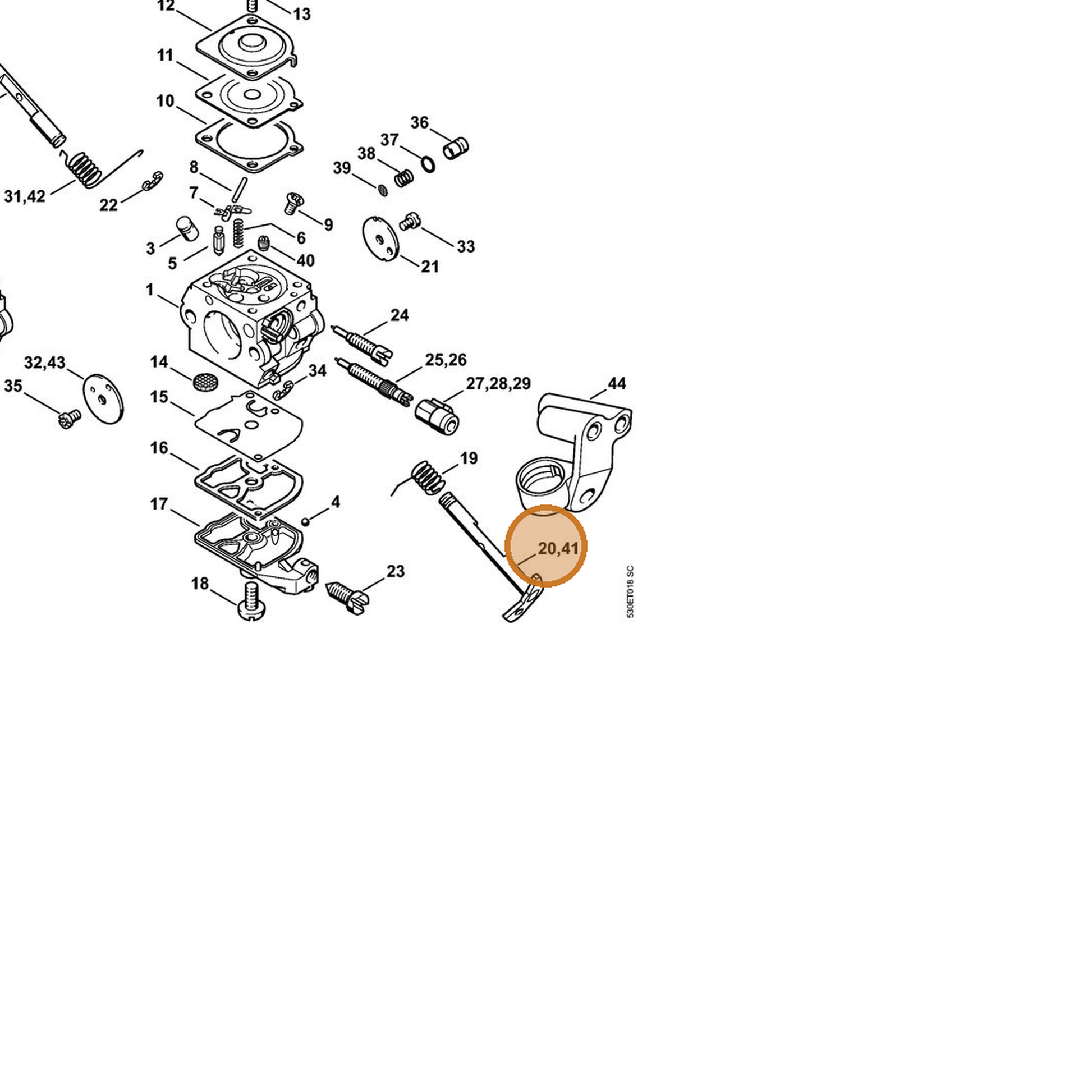 STIHL part 1123-120-7103 — IPL diagram snippet (6x zoom, amber highlight)