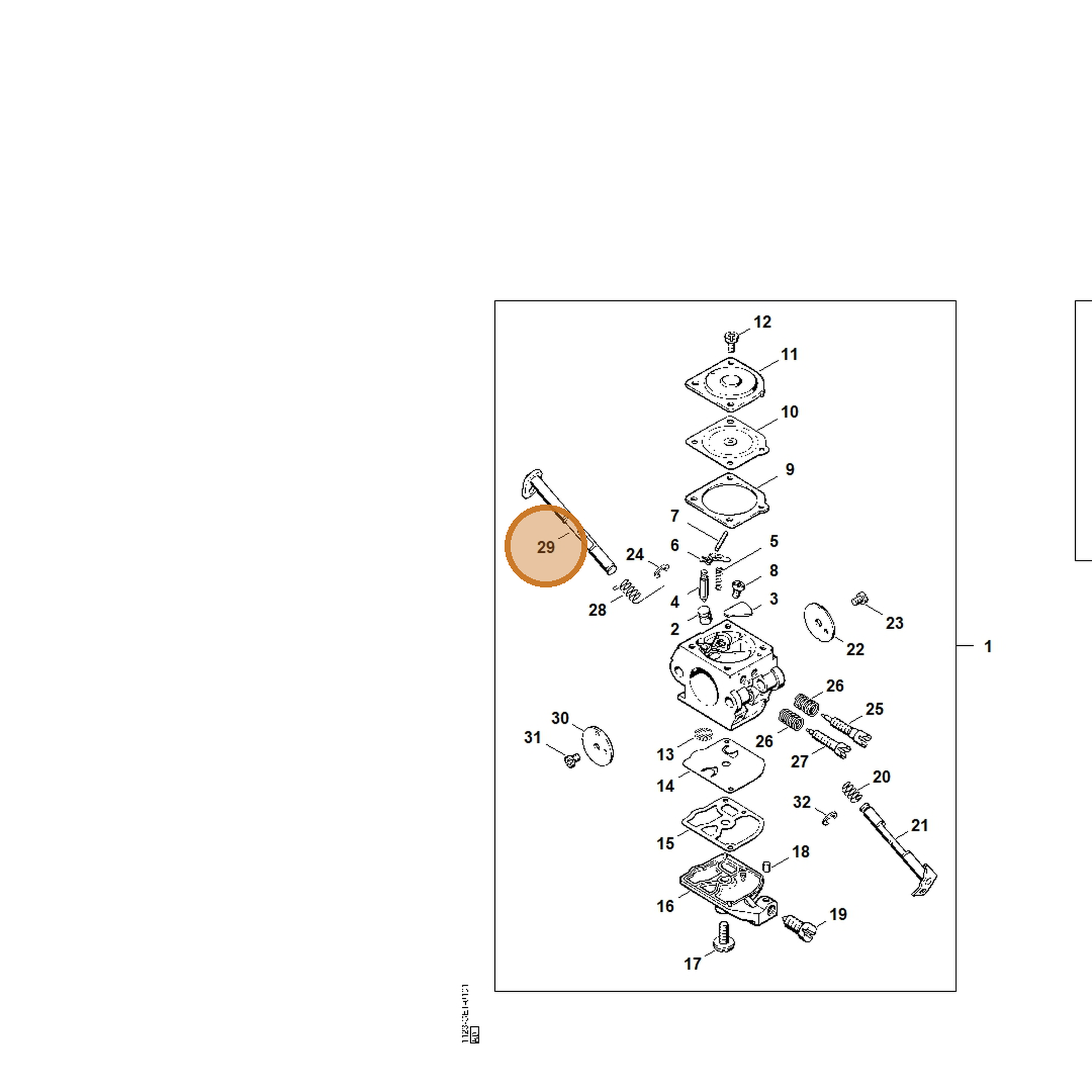 STIHL part 1123-120-7200 — IPL diagram snippet (6x zoom, amber highlight)