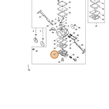 STIHL part 1123-121-0802 — IPL diagram snippet (6x zoom, amber highlight)