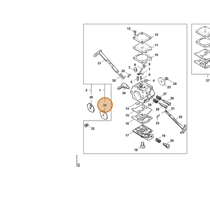 STIHL part 1123-121-2901 — IPL diagram snippet (6x zoom, amber highlight)