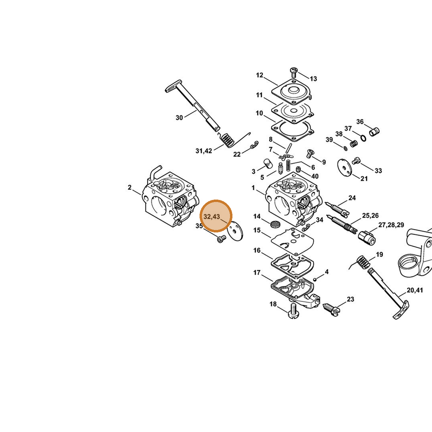 STIHL part 1123-121-2904 — IPL diagram snippet (6x zoom, amber highlight)