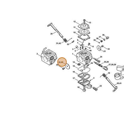 STIHL part 1123-121-2904 — IPL diagram snippet (6x zoom, amber highlight)