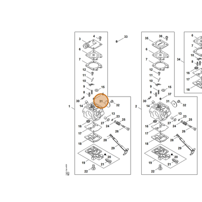 STIHL part 1123-121-3301 — IPL diagram snippet (6x zoom, amber highlight)