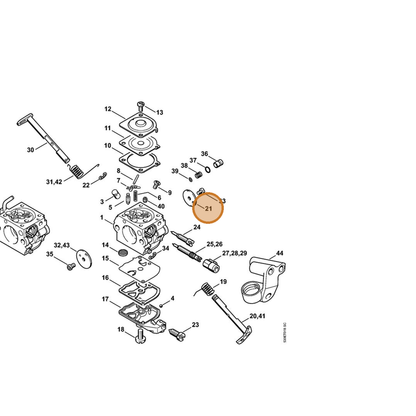 STIHL part 1123-121-3303 — IPL diagram snippet (6x zoom, amber highlight)