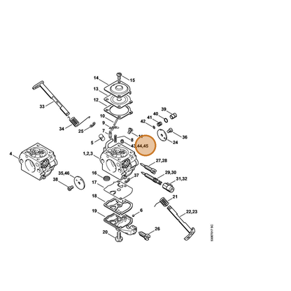 STIHL part 1123-121-5602 — IPL diagram snippet (6x zoom, amber highlight)
