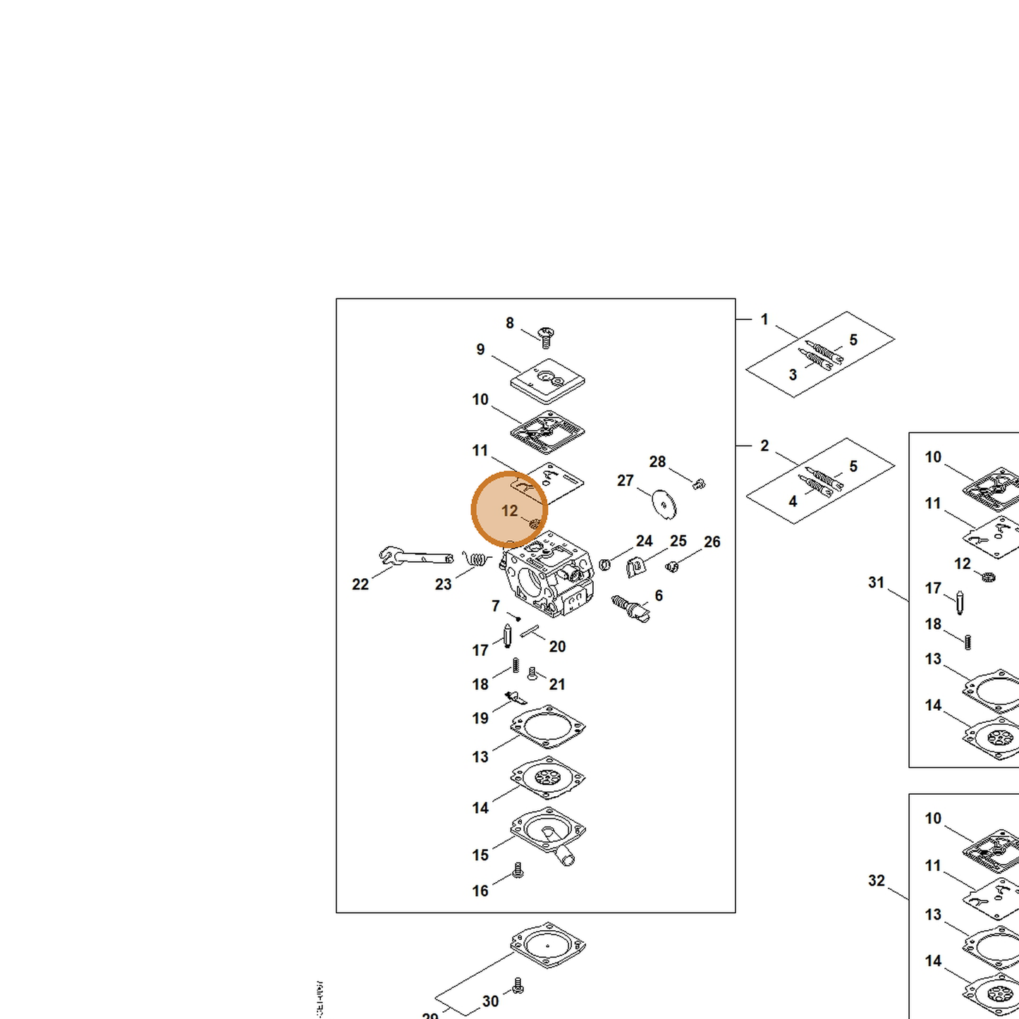 STIHL part 1123-121-7800 — IPL diagram snippet (6x zoom, amber highlight)