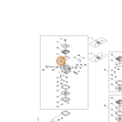 STIHL part 1123-121-7800 — IPL diagram snippet (6x zoom, amber highlight)