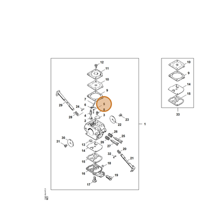 STIHL part 1123-122-3001 — IPL diagram snippet (6x zoom, amber highlight)