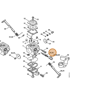 STIHL part 1123-122-6701 — IPL diagram snippet (6x zoom, amber highlight)