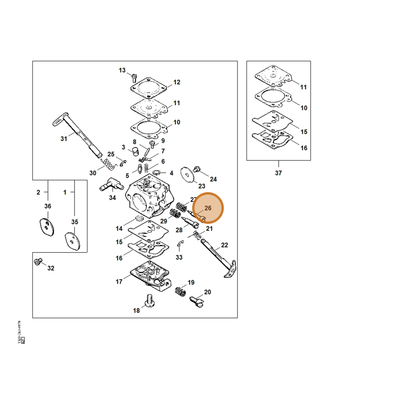STIHL part 1123-122-6801 — IPL diagram snippet (6x zoom, amber highlight)