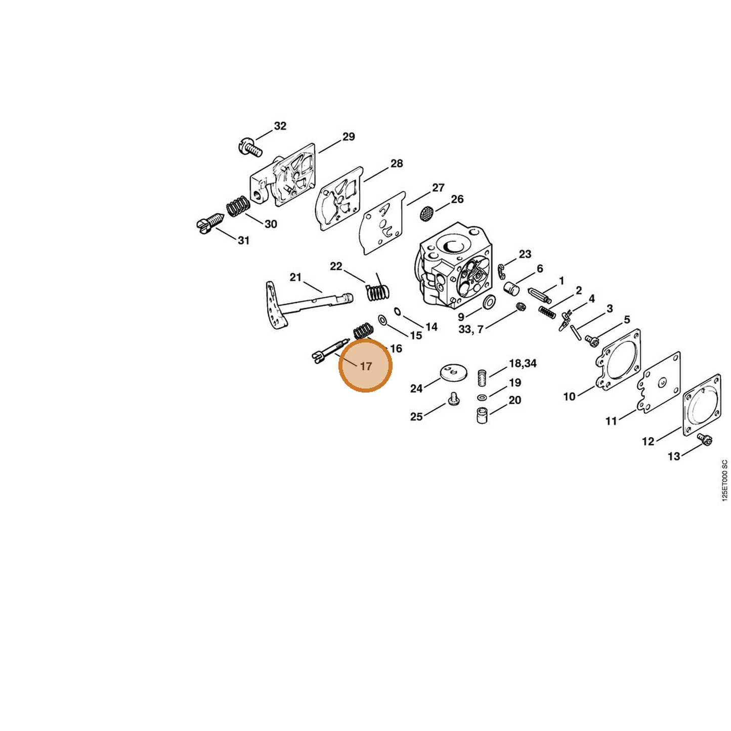 STIHL part 1123-122-6802 — IPL diagram snippet (6x zoom, amber highlight)