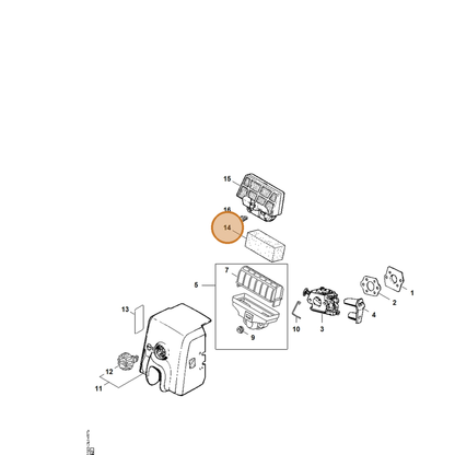 STIHL part 1123-124-0800 — IPL diagram snippet (6x zoom, amber highlight)