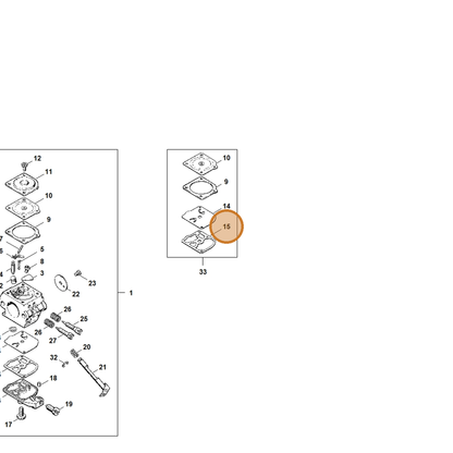 STIHL part 1123-129-0905 — IPL diagram snippet (6x zoom, amber highlight)