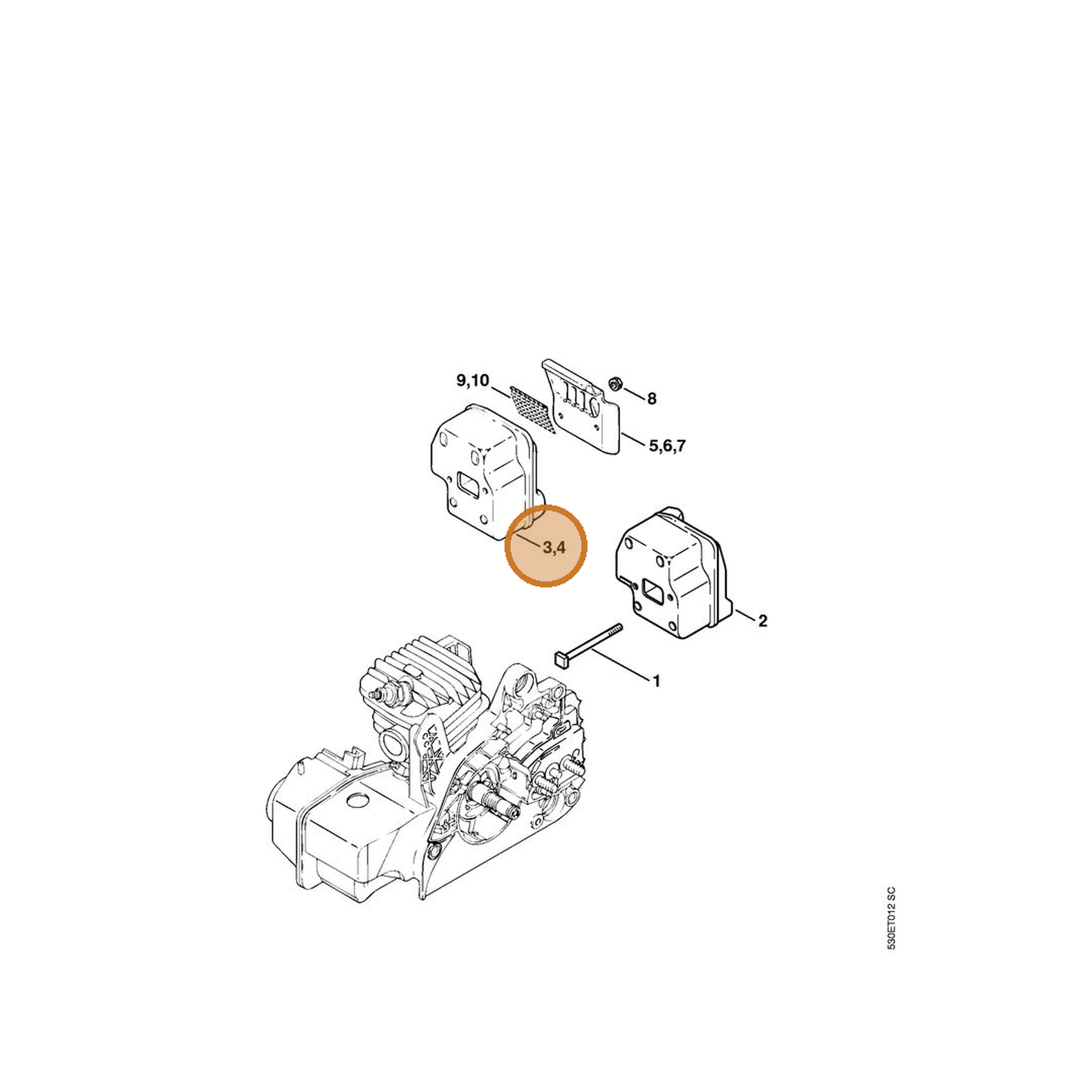 STIHL part 1123-140-0606 — IPL diagram snippet (6x zoom, amber highlight)